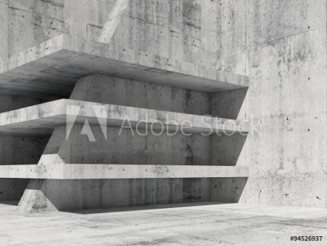 Picture of Abstract concrete room interior with empty floors 3d